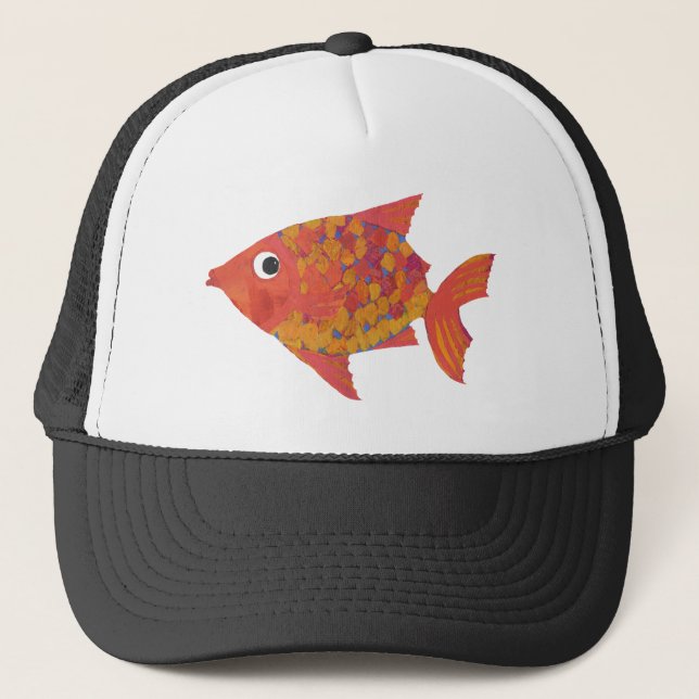 Roligt Bright Orange Fish Black and White Trucker  Truckerkeps (Framsida)