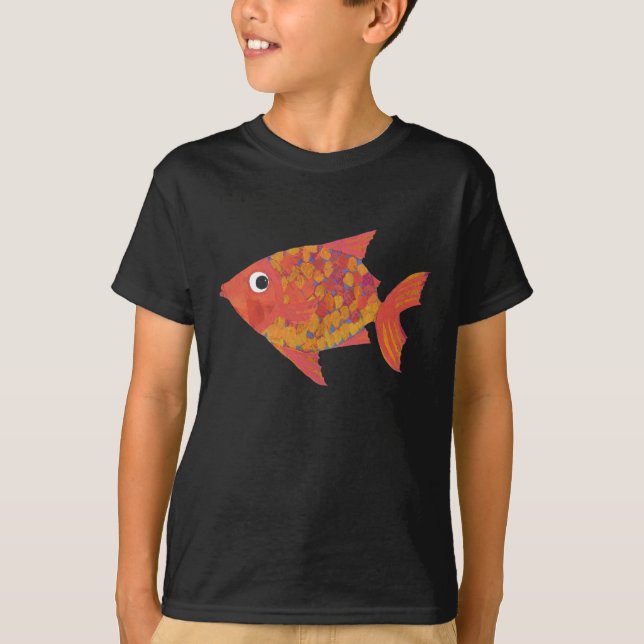 Roligt Bright Orange Fish, Kids Long-sleged T-shir T Shirt (Framsida)
