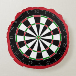 Roligt Bright Red Dartboard-spel Rund Kudde