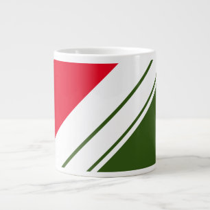 Roligt Bright Red Forest Grönt White Tävla Rand Jumbo Mugg