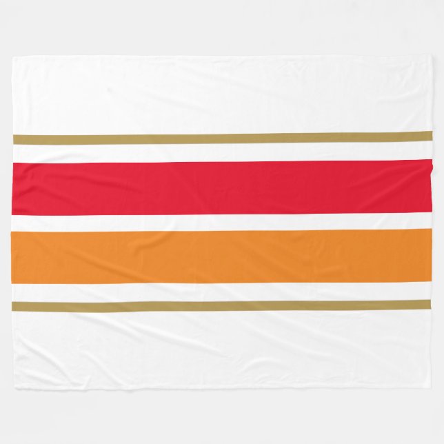 Roligt Bright Red Orange Wide Tävla Rand Fleecefilt (Framsidan (Horisontell))