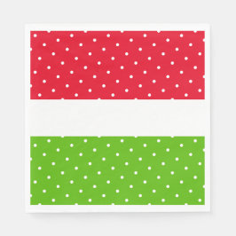 Roligt Bright Red White Lime Green Rand Polka dots Pappersservett