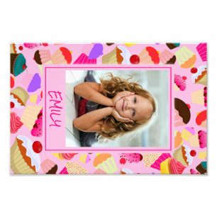 Roligt Bright Rosa Cupkaka - Anpassningsbar Photo Fototryck