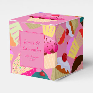 Roligt, Bright Rosa Cupkaka - Bröllop Presentaskar