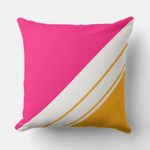 Roligt Bright Rosa Gult Orange White Tävla Rand Kudde
