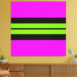 Roligt Bright Rosa Lime Green Black Tävla Rand Canvastryck