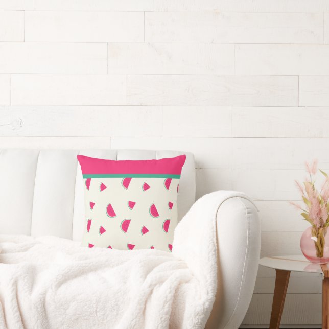 Roligt, Bright Rosa, sommarvattenmelon Mönster Kudde (Soffa)
