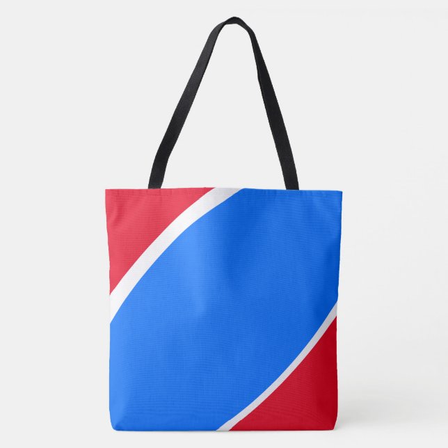 Roligt Bright Sporty Rött vitt blått Modern Kurvor Tygkasse (Framsida)