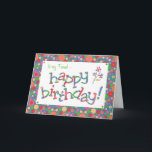 Roligt Bright Spots på Blue för Friend Birthday Kort<br><div class="desc">Ett färglöst födelsedagskort för en vän,  med flerfärgade bokstäver och ett ljust,  bubblande,  skorpigt mönster. Du kan ändra det inre meddelandet om du vill.</div>