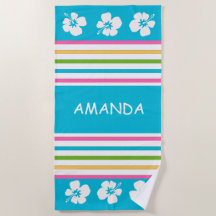 Roligt Bright Stripe Nautical Beach Towel