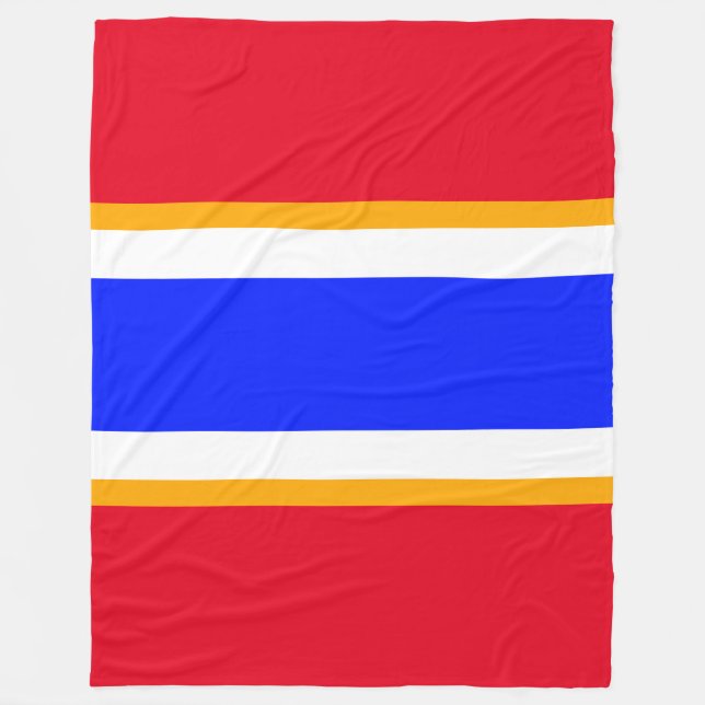 Roligt Bright Tävla för Rött vitt blått Gult Rand Fleecefilt (Framsidan)