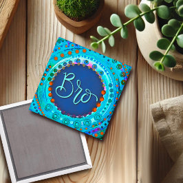 Roligt Bro Modern Blue Inspirief Magnet