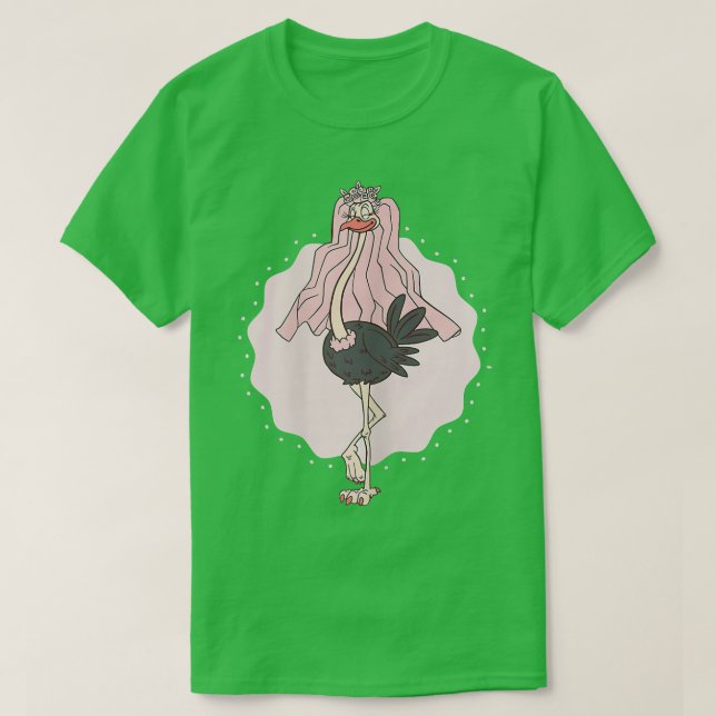 Roligt bröllop för kvinnor med strutsbrud  t shirt (Design framsida)