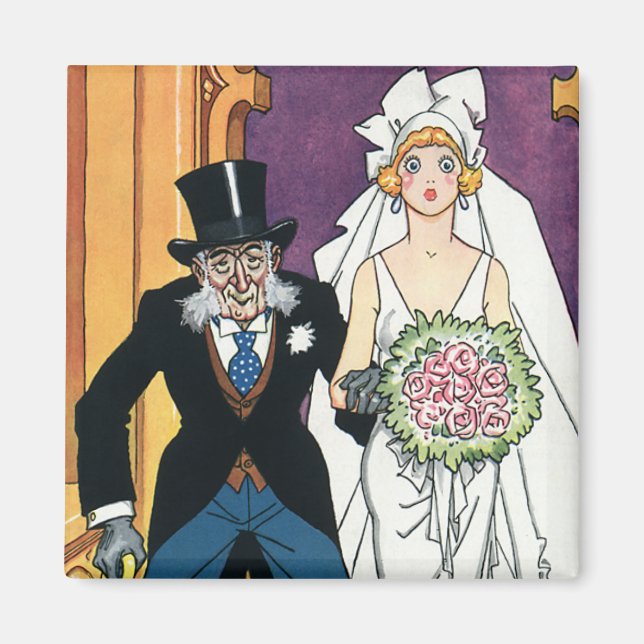 Roligt bröllop för vintage, majDecember romantik Magnet (Framsidan)