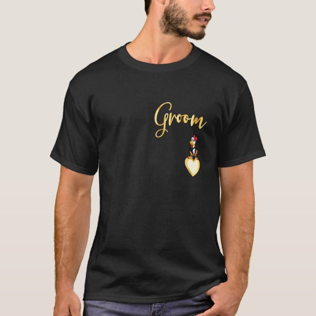 Roligt Bröllop Hane Brudgum T Shirt (Framsida)