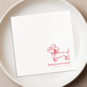 Roligt bröllop med dachshund pappersservett
