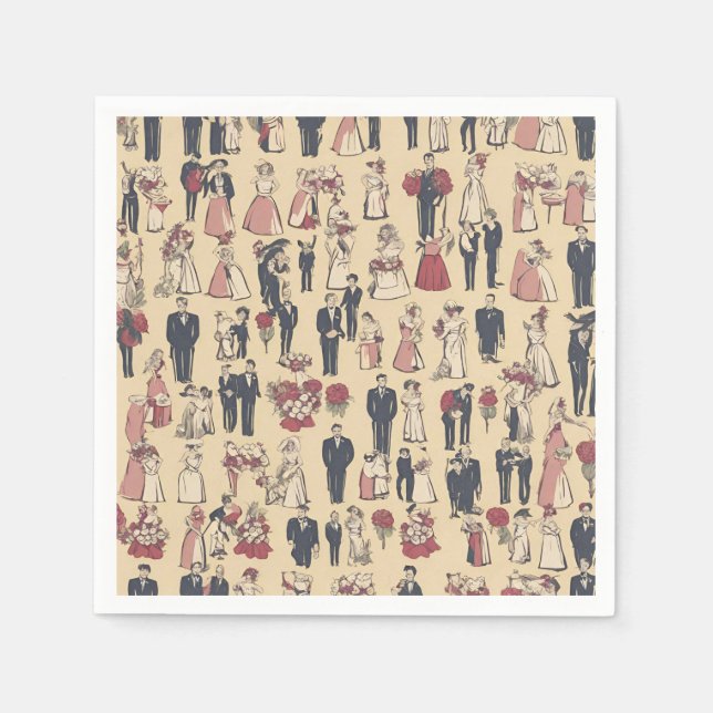 Roligt bröllop napkins pappersservett (Framsidan)