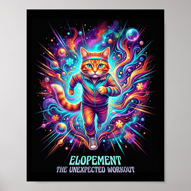 Roligt Bröllop Oväntat Träningsutförande Retro Kat Poster (Framsidan)