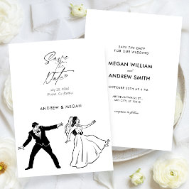 Roligt bröllop söta par spara datumet