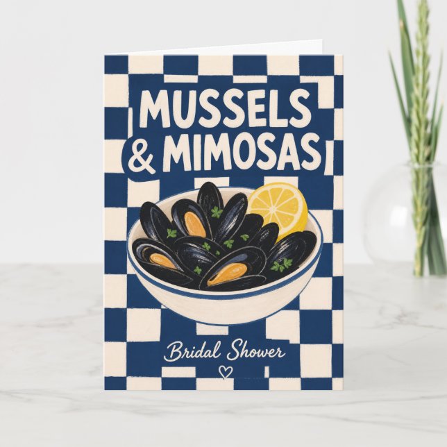 Roligt Bröllopsdusch Musslor Brunch Kustbröllop Kort (Framsida)