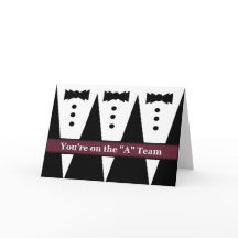 ROLIGT Bröllopsgosse-inbjudan med tre smokingar