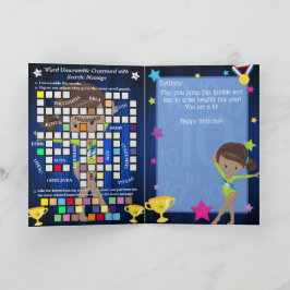 Roligt Brown Girls Gymnastics Secret Message Birth Kort