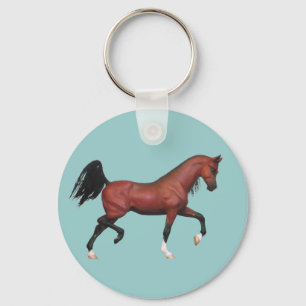 Roligt Brown Horse Trotting Bay Arabian Art Nyckelring