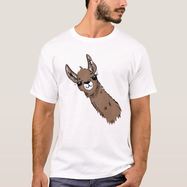 Roligt Brown Llama Head T Shirt (Framsida)