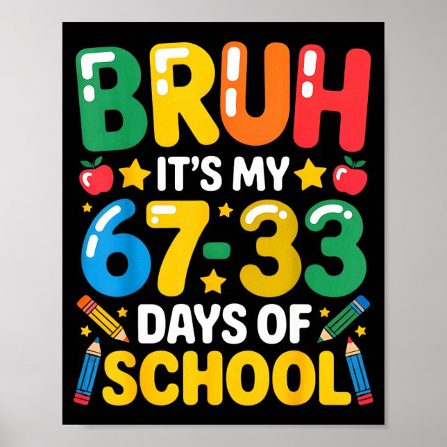 Roligt Bruh Det Är Min 67 33 Dagar På Skolan Math  Poster (Framsidan)