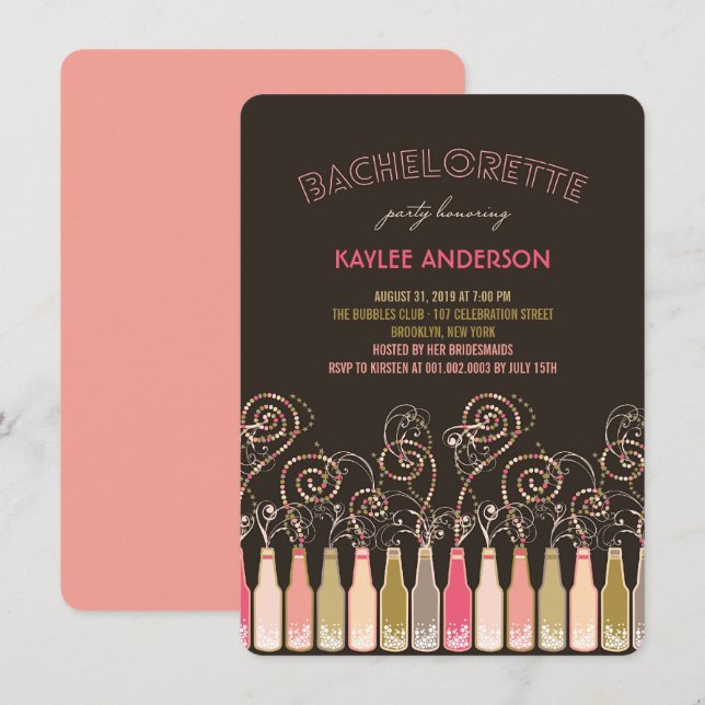 Roligt Bubble Firande Bachelorette Party Inbjudan (Fram/baksida)