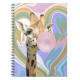 Roligt Bubblegum Blowing Giraffe Liquid Swirl Blue Anteckningsbok