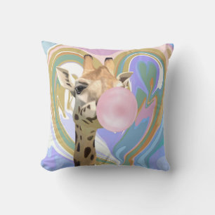 Roligt Bubblegum Blowing Giraffe Liquid Swirl Blue Kudde