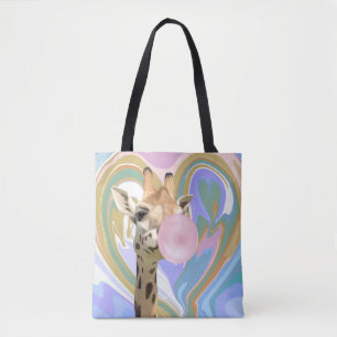 Roligt Bubblegum Blowing Giraffe Liquid Swirl Blue Tygkasse