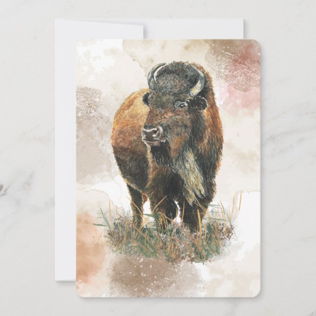 Roligt Buffalo Bison Wildlife Animal Park Pension Inbjudningar (Framsida)