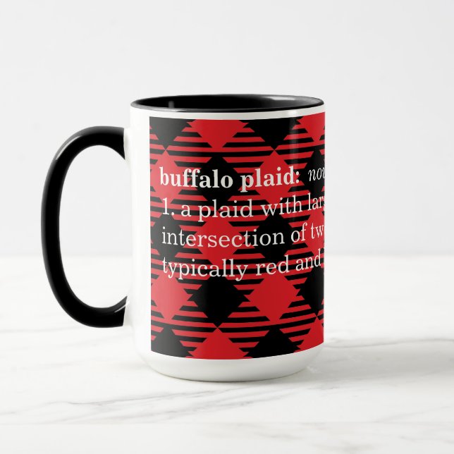 Roligt "Buffalo Play" kaffe Mugg - rött och svart (Vänster)