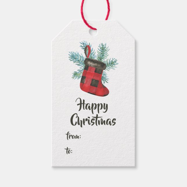 Roligt Buffalo Play Lumberjack Bear-jul Presentetikett (Framsidan)