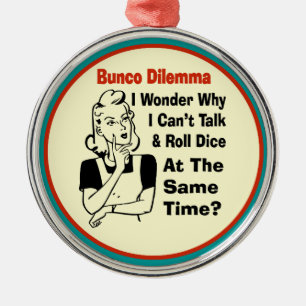 Roligt Bunco dilemma med den Retro kvinnan Julgransprydnad Metall