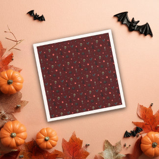 Roligt Burgundy Eerie Halloween Mönster Pappersservett