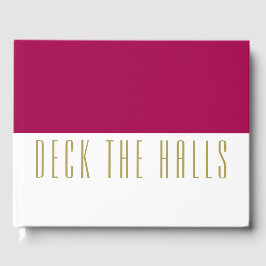 Roligt Burgundy White Färg Block "DECK THE HALLS" Gästböcker