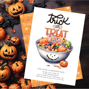 Roligt Bus eller godis Candy Halloween Inbjudningar