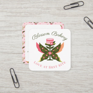 Roligt Butterfly Blommar Blommigt Garden Bakery Ca Fyrkantigt Visitkort
