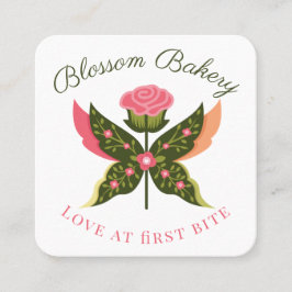 Roligt Butterfly Blommar Blommigt Garden Bakery Cu Fyrkantigt Visitkort