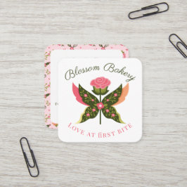 Roligt Butterfly Blommar Blommigt Garden Bakery Cu Fyrkantigt Visitkort