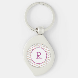 Roligt Butterfly med initial Swirl Silverfärgad Nyckelring