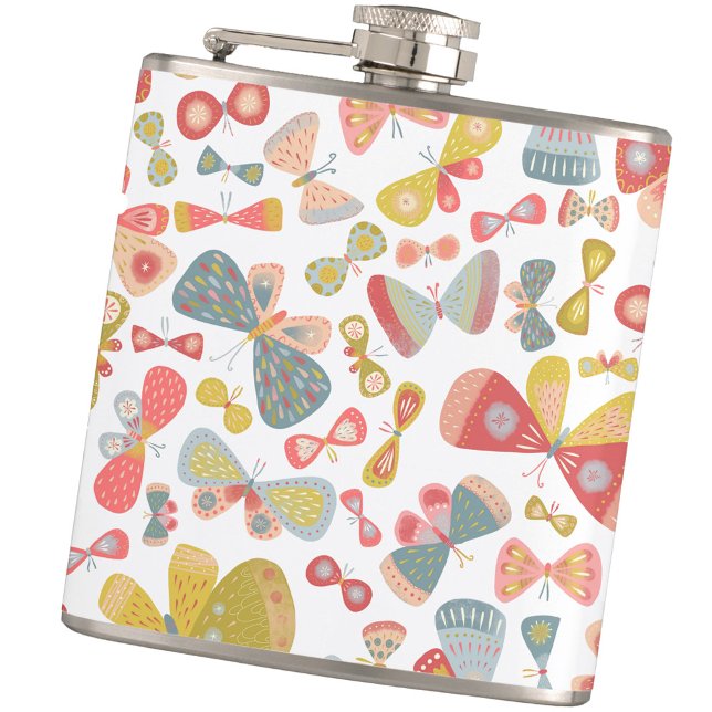 Roligt Butterfly Mönster Fickplunta (Fun butterfly pattern keepsake hip flask)