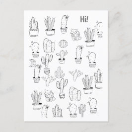 Roligt Cactus Plants Paintable Postcard Vykort