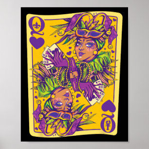 Roligt Cajun Queen of Hearts Mardi Gras Design Poster