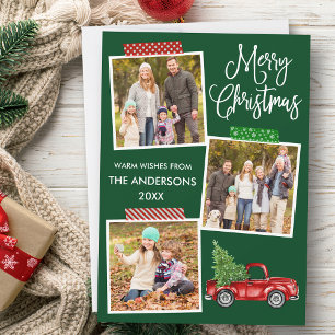 Roligt Calligraphy Craft Tape Lastbil Jul Grönt Julkort