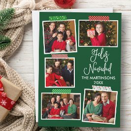 Roligt Calligraphy Feliz Navidad Craft Tape Grönt Julkort