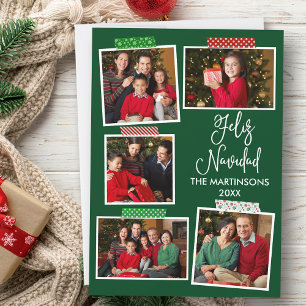 Roligt Calligraphy Feliz Navidad Craft Tape Grönt Julkort